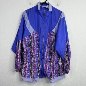 Nike Jacket Women Large Vintage Zip Abstract Nylon Windbreaker Retro 90s Workout